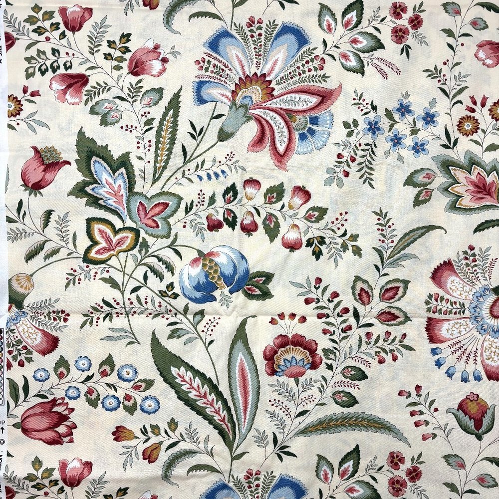 VTG 90’s Jay Yang abstract Asian colorful floral Design Fabric 1 yrd & 33"